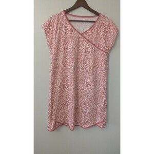 Garnet Hill Asian Wrap Organic Cotton Nightgown Large Floral Sustainable Comfy